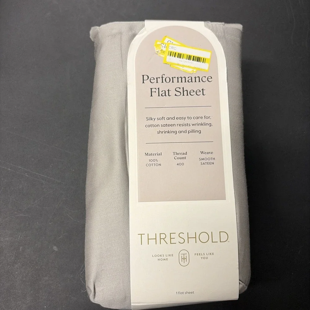 Queen 400 Thread Count Performance Flat Sheet Gray - Threshold: Cotton 20518